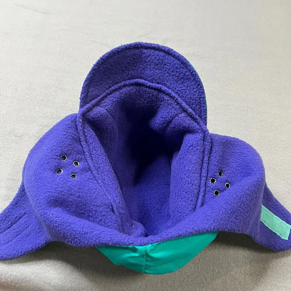 Vintage Columbia Trapper Hat Unisex S/M Teal Purple Fleece Lined Ear Flap Winter